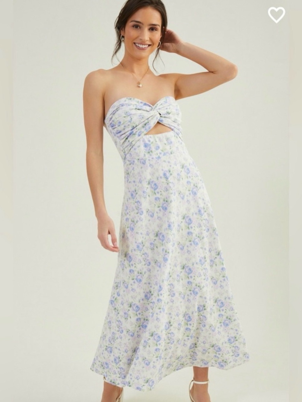 Altar'd State Strapless Floral Maxi Dress in Lavender and White